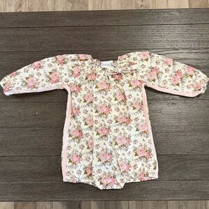 Dollcake Cream Floral Romper with Pink Roses Size 2